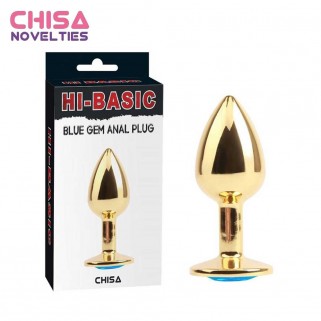 CHISA Blue Gem Anal Plug - aluminum butt plug with blue jewel