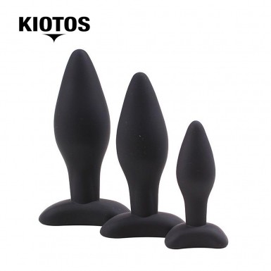 KIOTOS Butt Plug Set - set de 3 dopuri anale negre din silicon