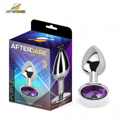 AFTERDARK Purple Amethyst Butt Plug - dop anal din aluminiu cu bijuterie de culoare violet ametist