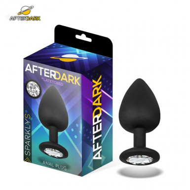 AFTERDARK White Jewel Butt Plug - dop anal din silicon cu bijuterie de culoare alba