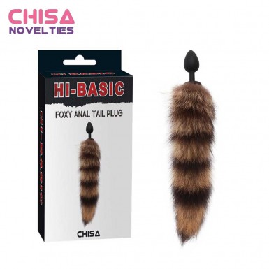 CHISA Fox Tail Butt Plug - dop anal din silicon cu coada de vulpe maro